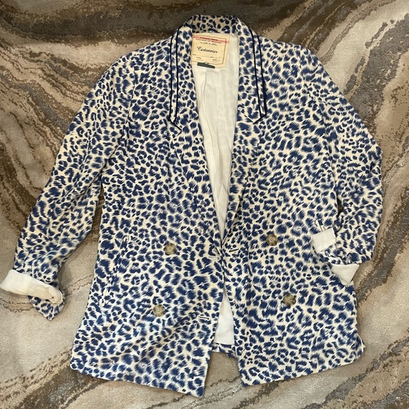 Cartonnier Blue Leopard Print Blazer from Anthropologie - Picture 3 of 9